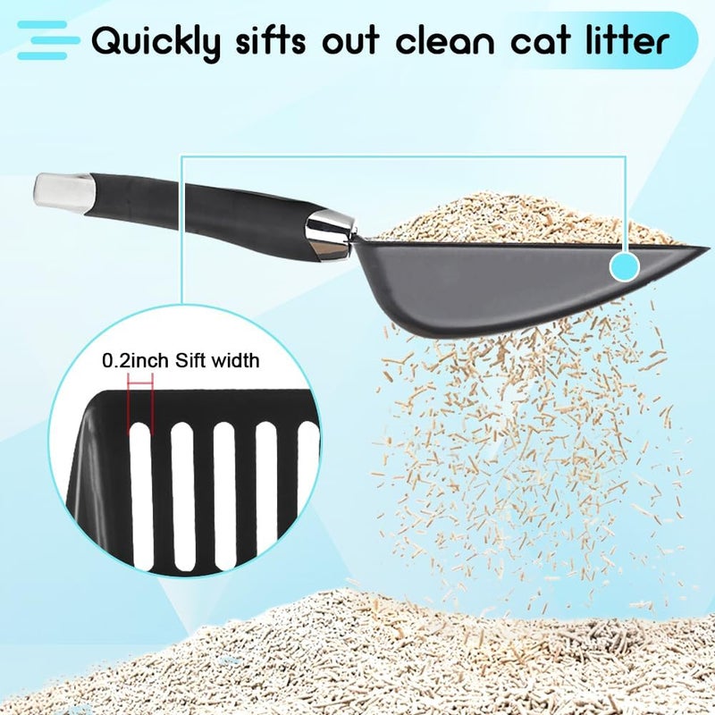 NewGF Stainless Steel Cat Litter Scoop,Metal Cat Litter Scoop,Kitty Metal Scooper,Sturdy Mesh Scooper,Suitabla Cat Scooper for Cat Litter Box-Black - Image 4